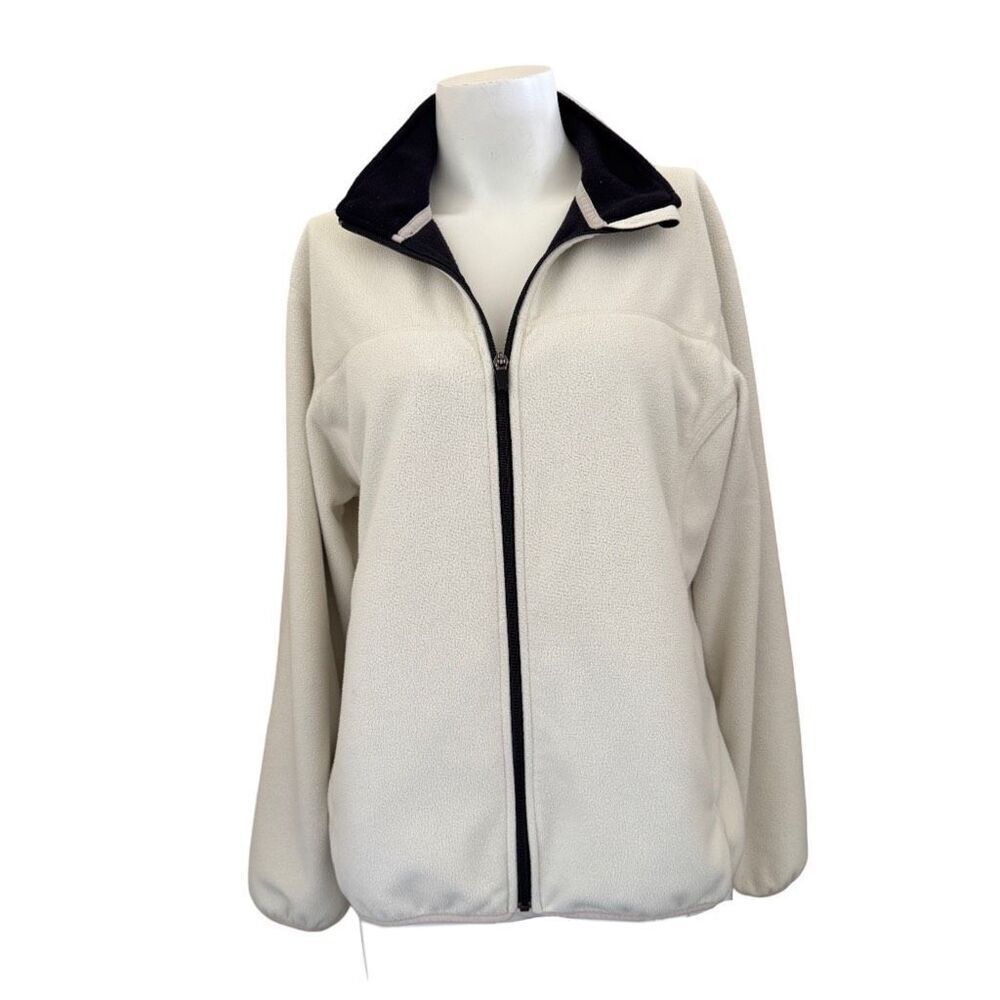 Lands End polar bear white sweater jacket XL 14-16 adult unisex fleece